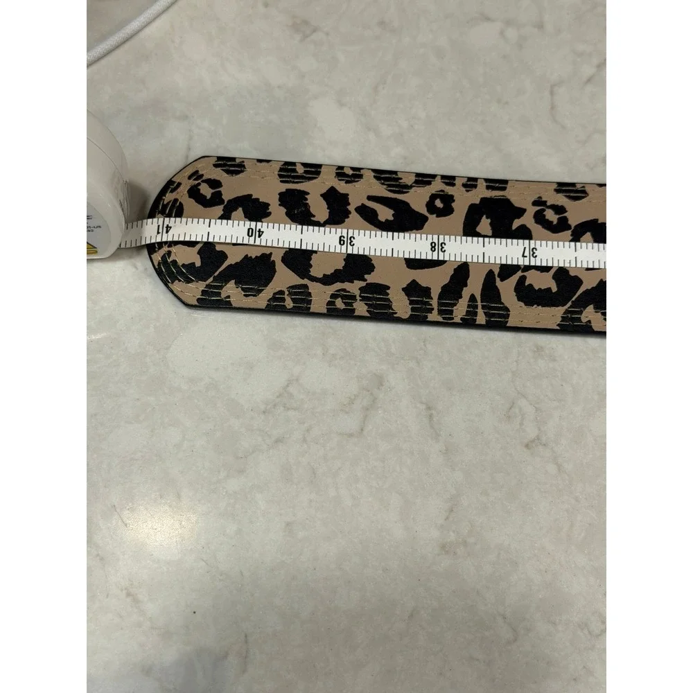 Betsey Johnson Womens Black Bow Belt Leopard Print Lining Gunmetal Buckle
